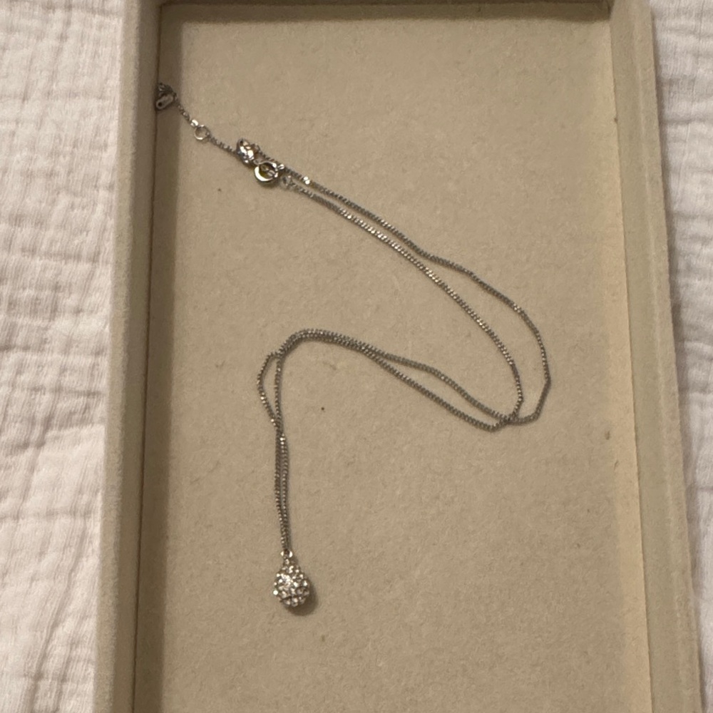 Fossil Silver Pavé Teardrop Necklace